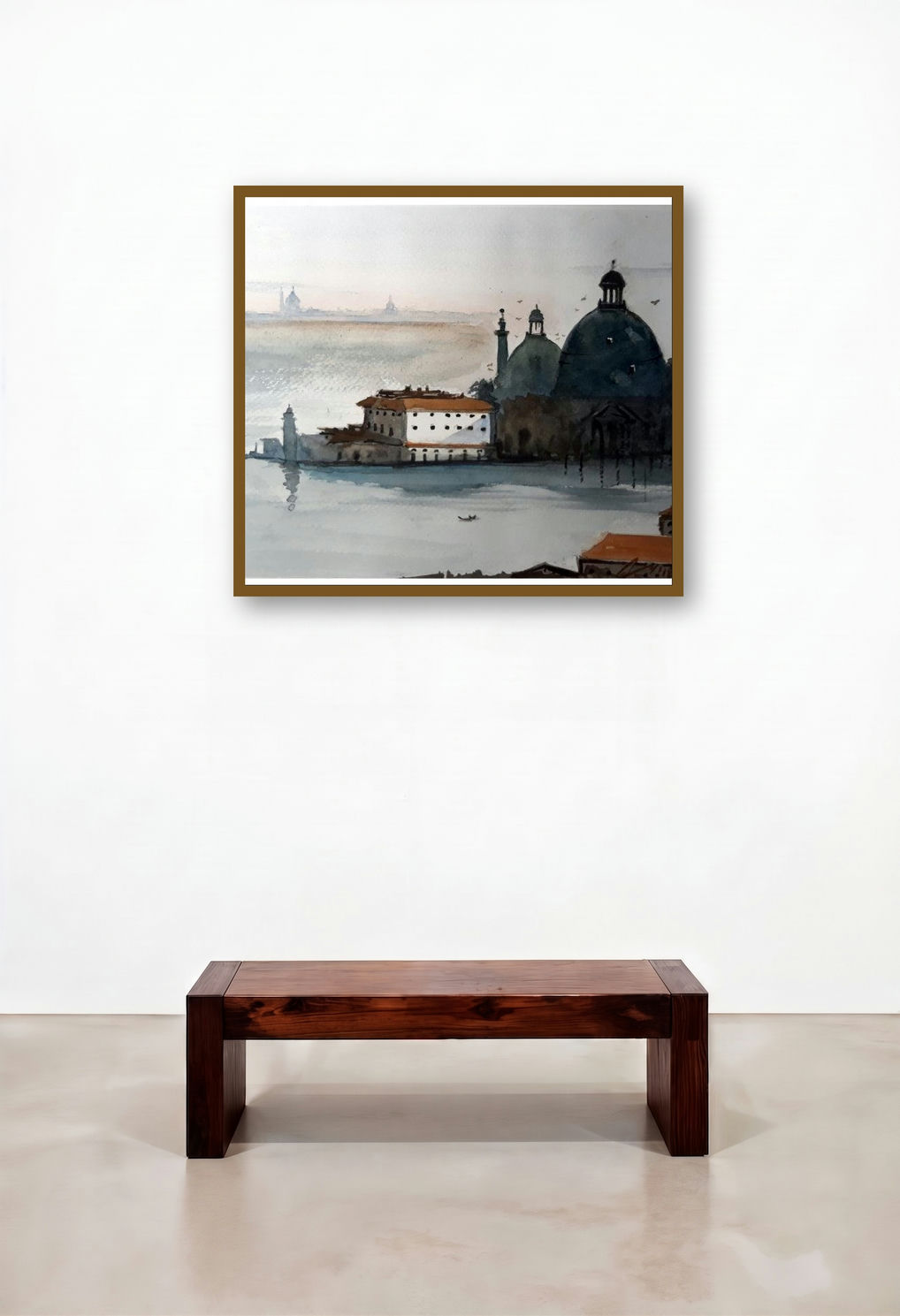 Santa Maria Venice Italy (Venice in the Mist) by artist Arunava Ray displayed in a Transitional Home Office