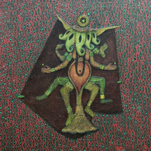 Religious mixed media painting titled 'Sarveshwara', 18x18 inches, by artist Pratik Risbud on Canvas