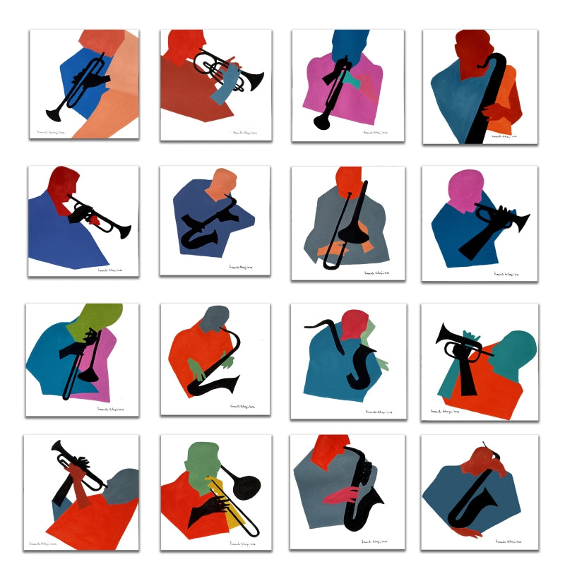 Saxophone Player' figurative acrylic painting by artist Prasanta Acharjee, 32x32 inch, on 300 gsm brustro boar