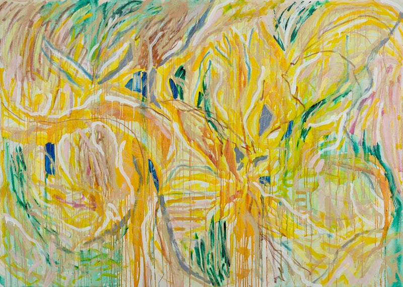 Scorched Earth' abstract mixed-media painting by artist Sheena Bajaria, 60x84 inch, on canvas