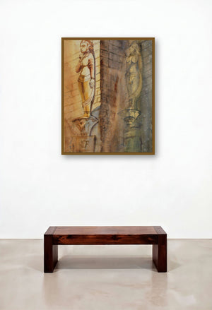 Sculptures At Hathisingh (Apsara Figures) by artist Krupa Shah displayed in a Minimalist Dining Room