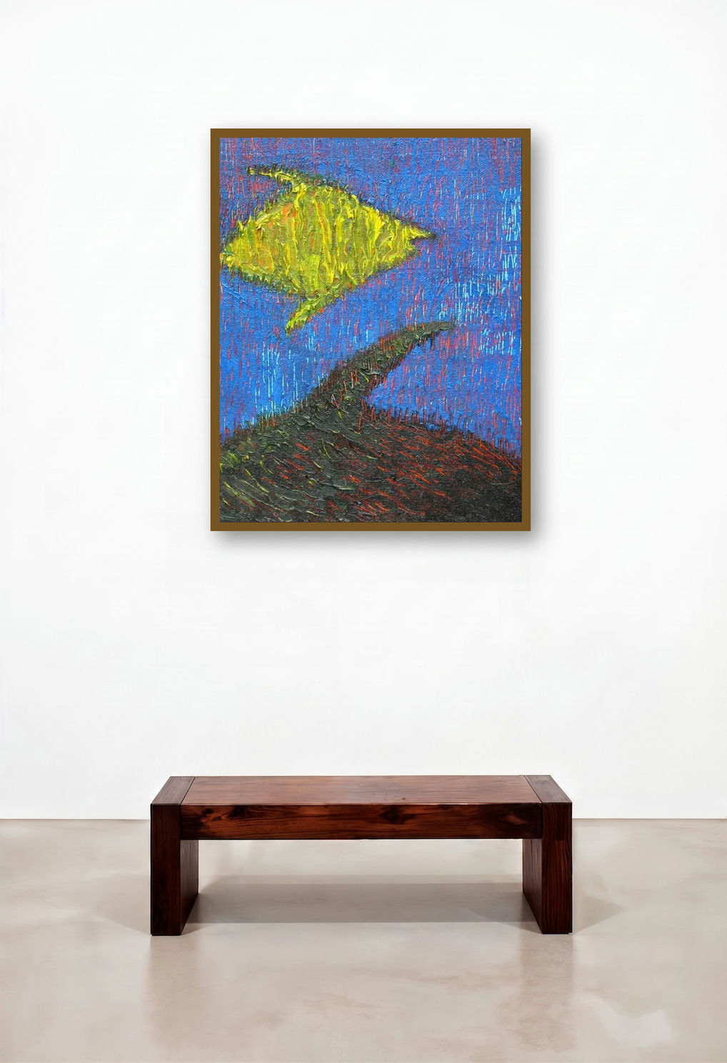 Sea Shore 2 (Solitary Journey) by artist Dhananjay Takalikar displayed in a Industrial Foyer
