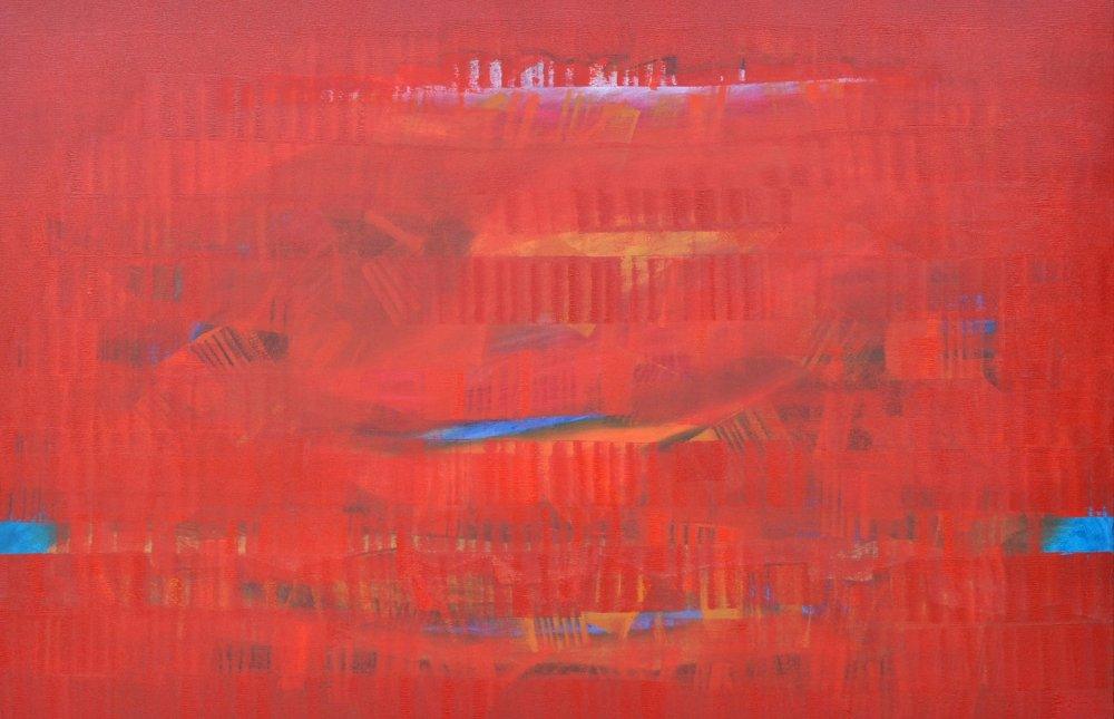 Abstract oil painting titled 'Search Of Eternity 21', 39x60 inches, by artist Raghu Neware on Canvas