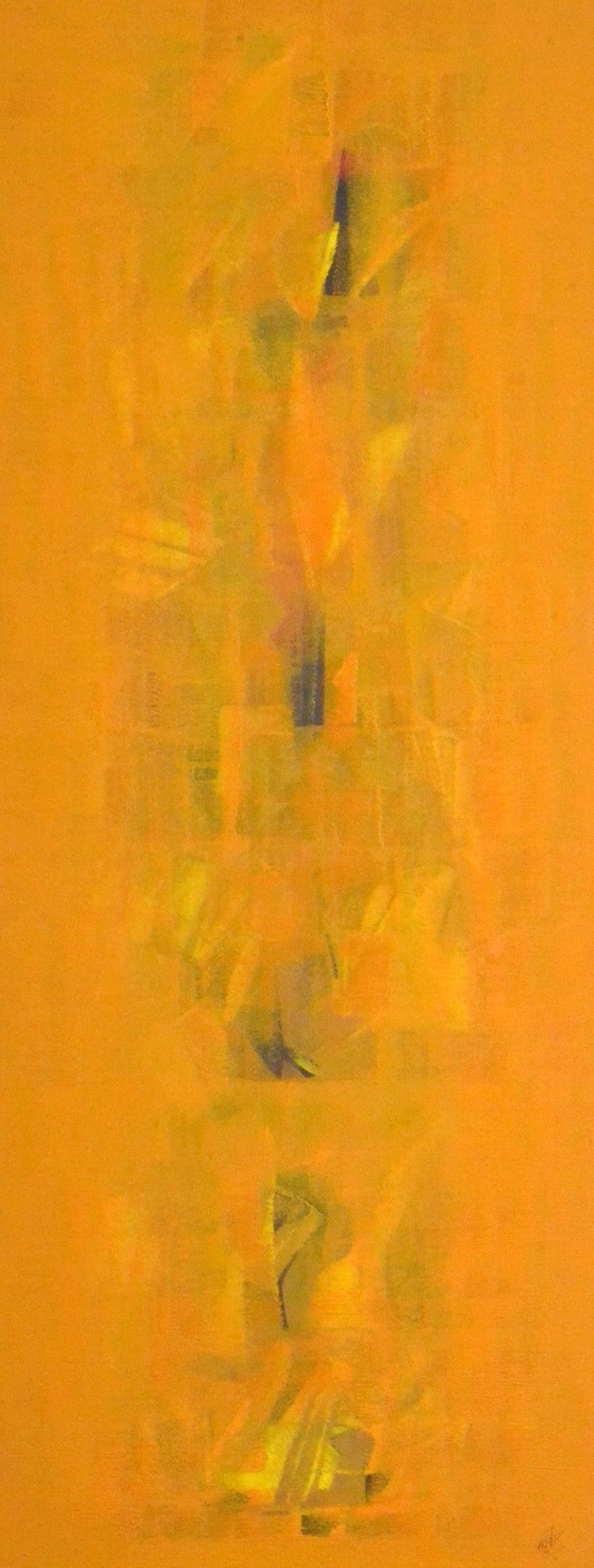 Abstract oil painting titled 'Search of Eternity 32', 24x60 inches, by artist Raghu Neware on Canvas