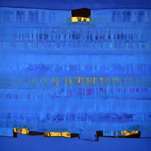 Abstract oil painting titled 'Search Of Eternity 6', 67x67 inches, by artist Raghu Neware on Canvas