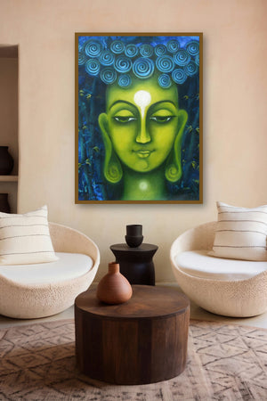 Searching Of Life Iii (Emerald Enlightenment) by artist Vijaya Ved displayed in a Modern gallery