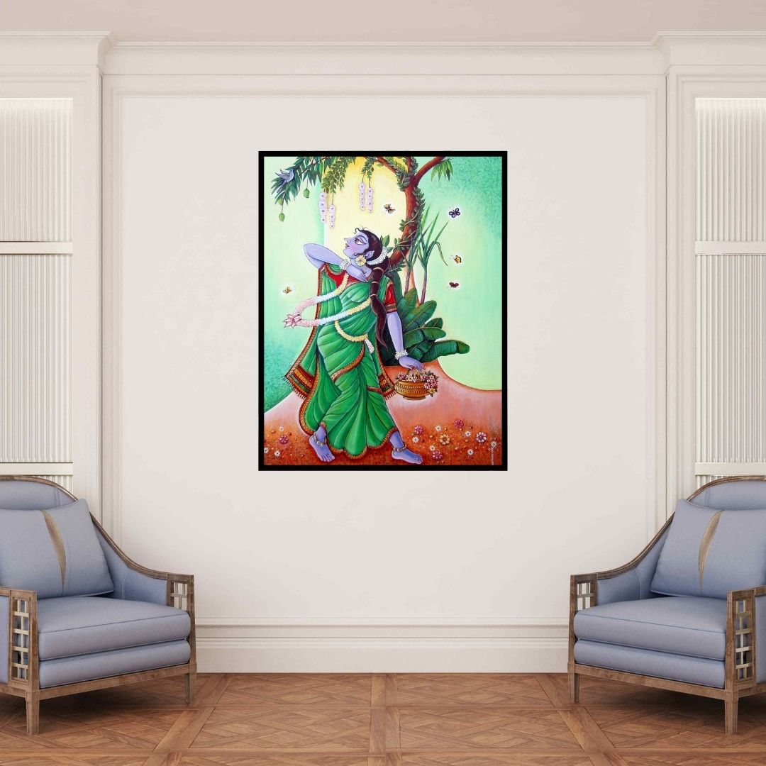 In-situ view of Anand Sonar's 'Season 2 (A Moment of Grace)' painting in a room