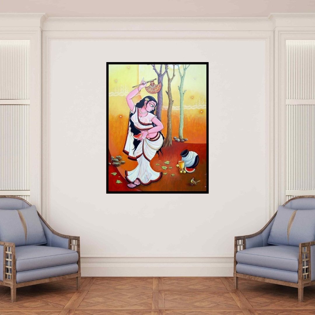 In-situ view of Anand Sonar's 'Season 4 (Concrete Jungle)' painting in a room