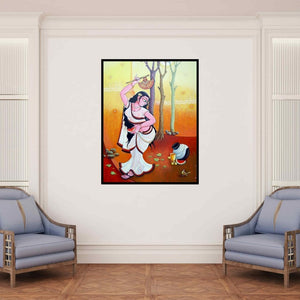 In-situ view of Anand Sonar's 'Season 4 (Concrete Jungle)' painting in a room