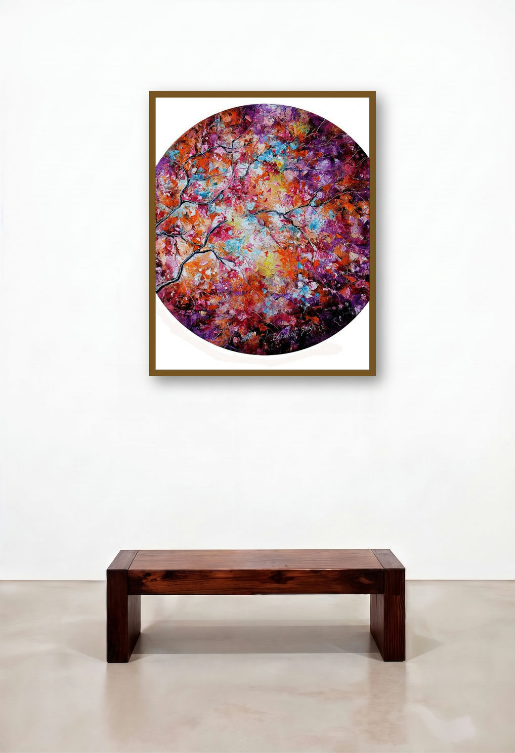 Seasons 1 (Autumnal Embrace**) by artist Bahadur Singh displayed in a Urban Loft Lounge