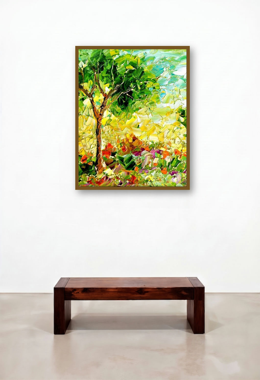Seasons 140 (Sunny Tree) by artist Bahadur Singh displayed in a Transitional Executive Office