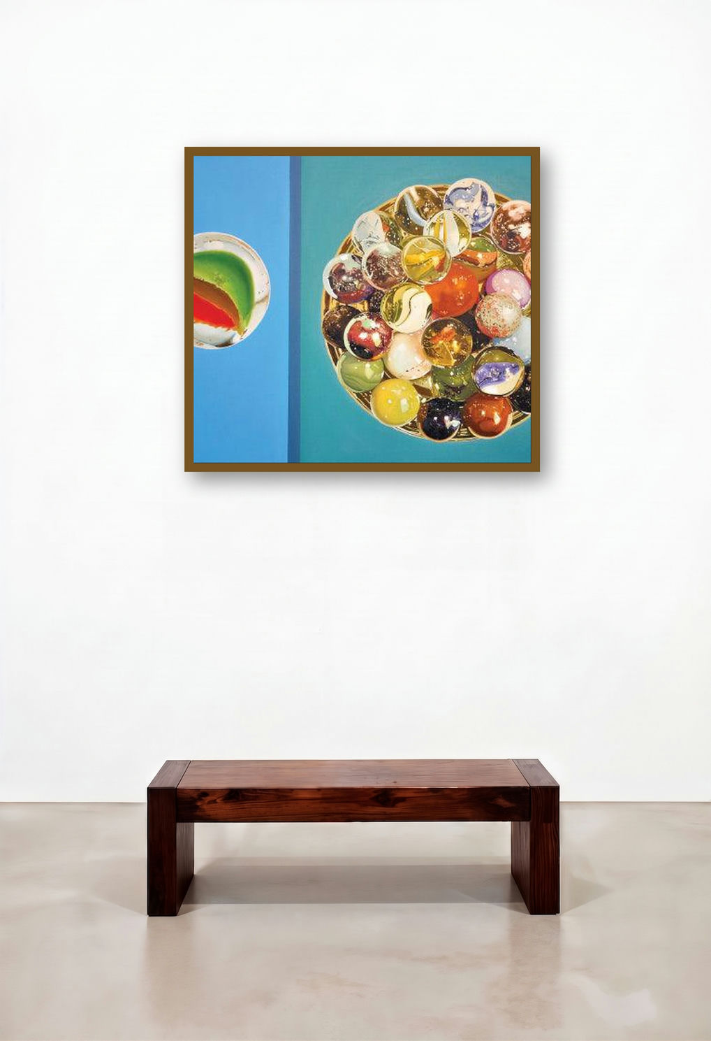 Selected (A World of Marbles) by artist Manish Solanki displayed in a Mid-Century Modern Executive Office