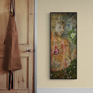 In-situ view of Rama Reddy's 'Self And Nature 1' painting in a room