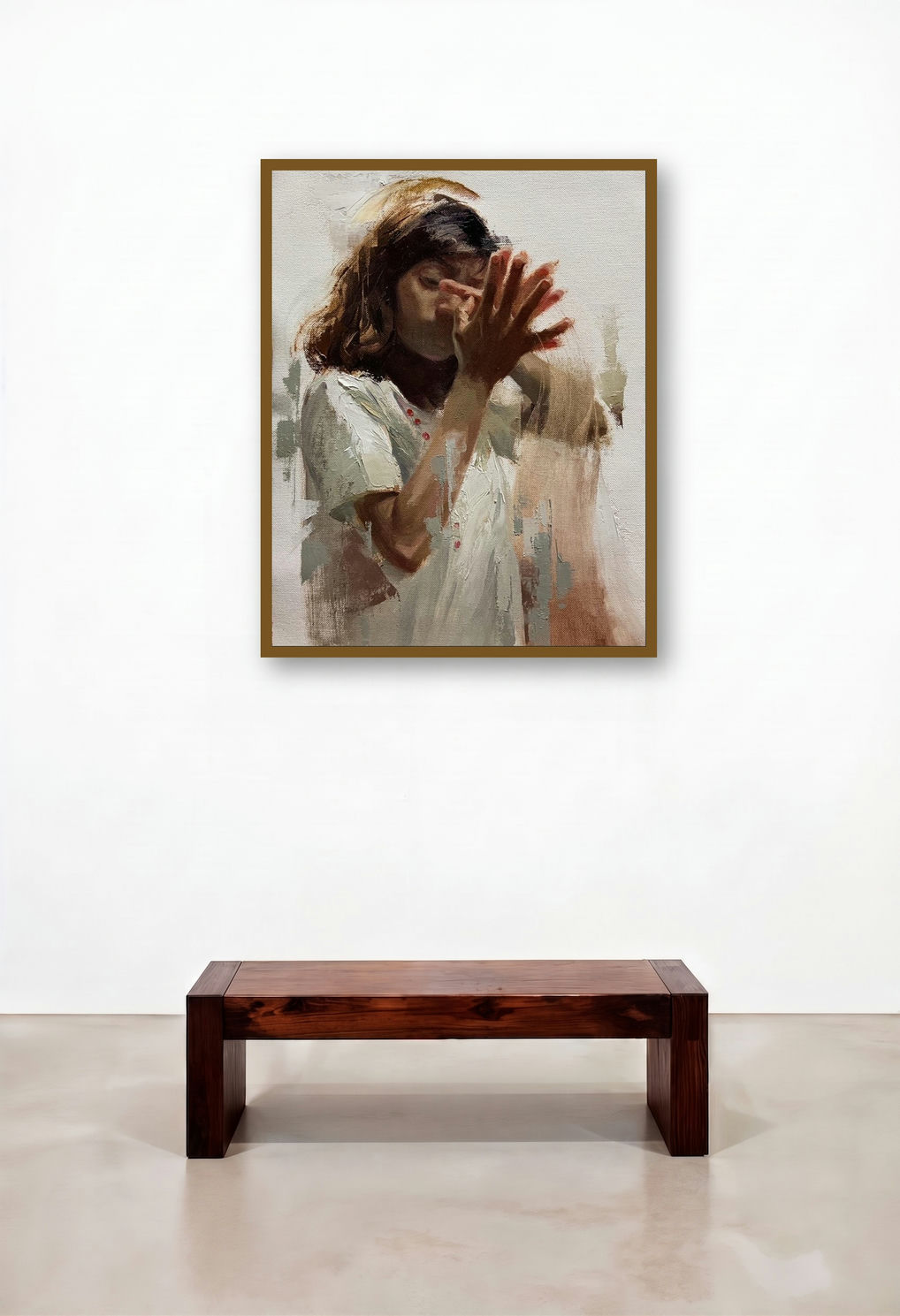 Self Conversation 2 by artist Abhijeet Patole displayed in a Rustic Living Room