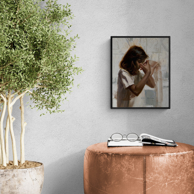 In-situ view of Abhijeet Patole's 'Self Conversation 4' painting in a room