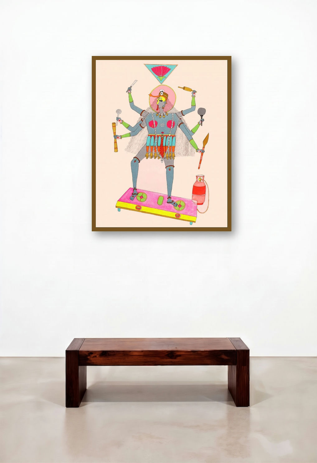 Self Protection (The Kitchen Goddess) by artist Priti Singh displayed in a Art Deco Living Room