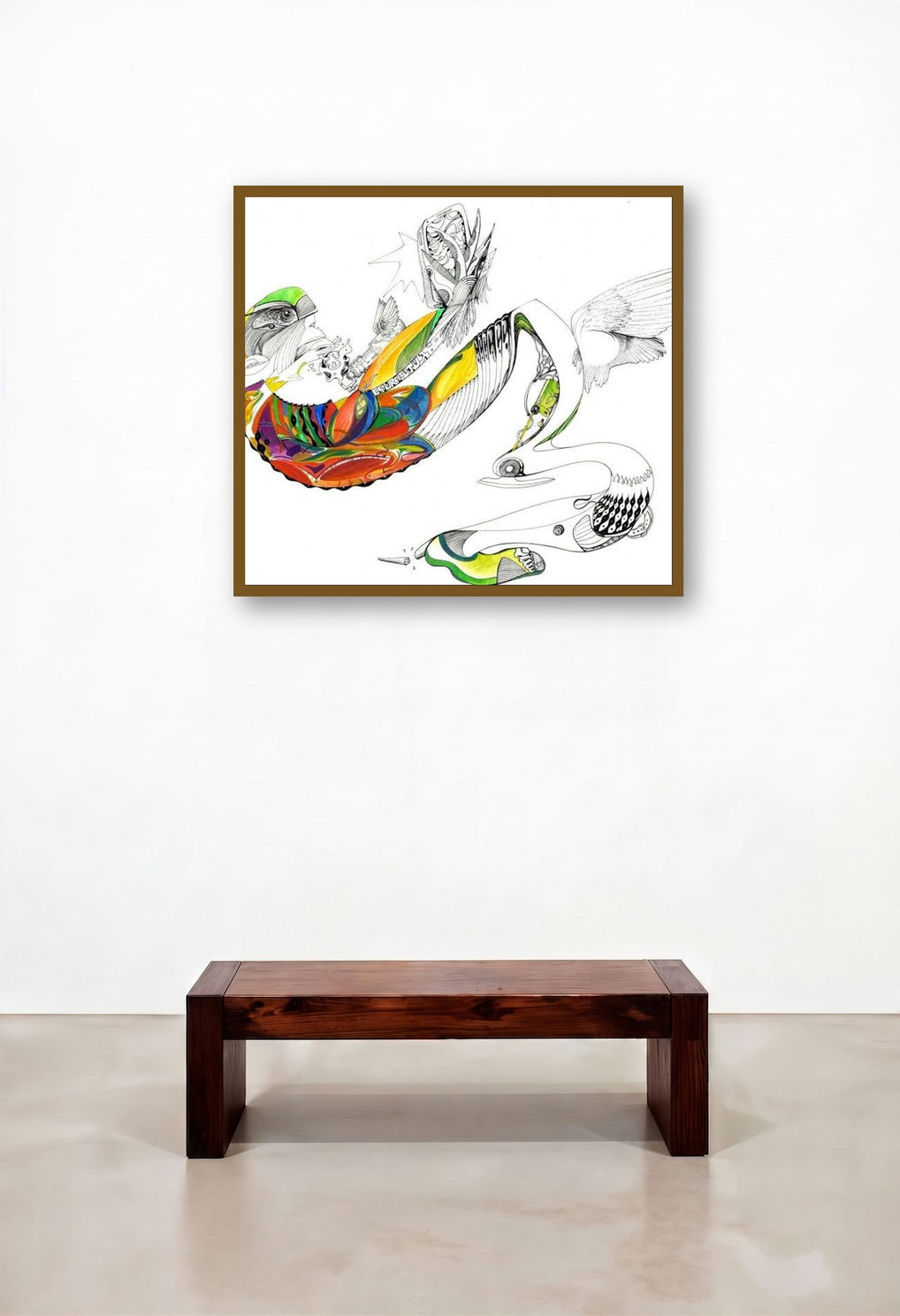 Selfie Break (Avian Odyssey) by artist Girinath Gopinath displayed in a Elegant Hotel Lobby