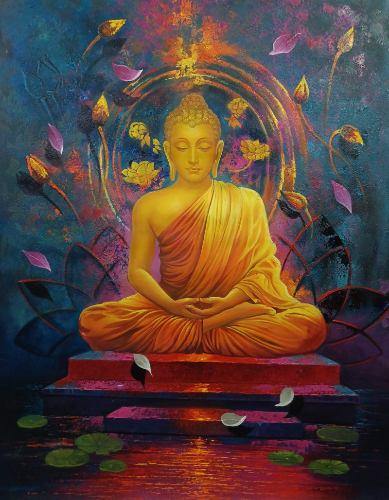 'Serenity' religious oil painting by artist Kamal Rao, 48x36 inch, on canvas