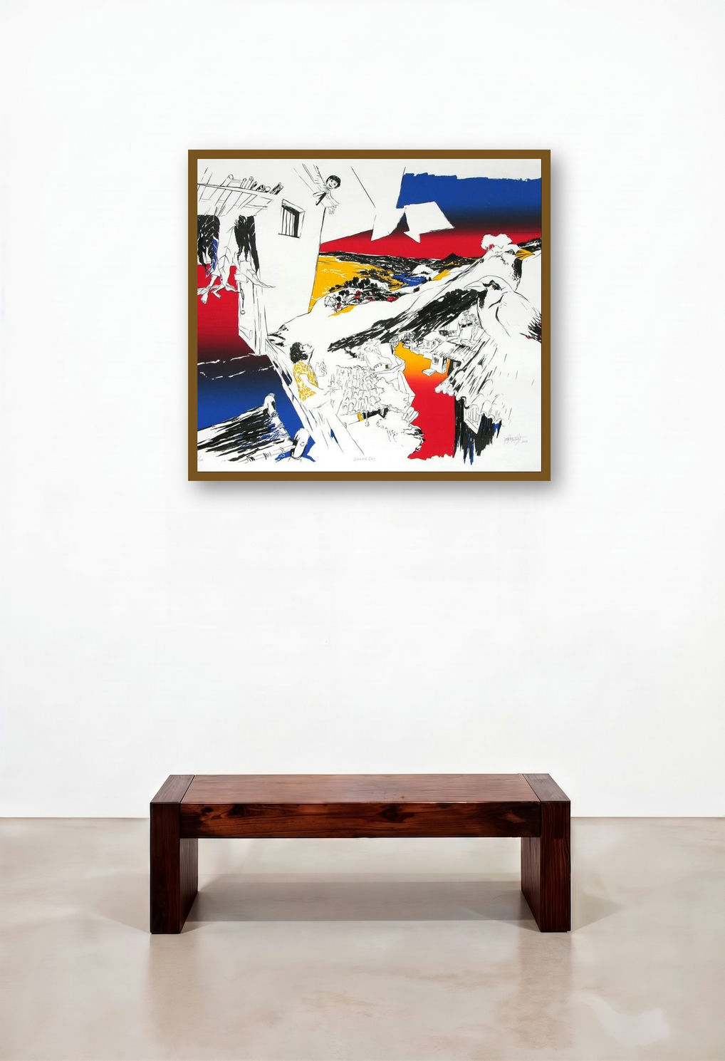 Serried Sky (Birds in Flight) by artist Nabibakhsh Mansoori displayed in a Urban Loft Hallway