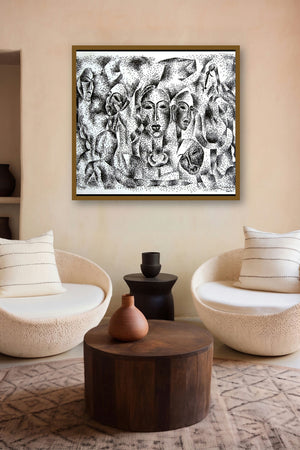 Several Face With Girl (Guardians of the Forest) by artist Srv Artist displayed in a Curated gallery