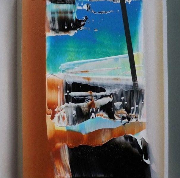 Abstract acrylic painting titled 'Shades Of Nature 3', 14x14 inch, by artist Anand Mali on Canvas