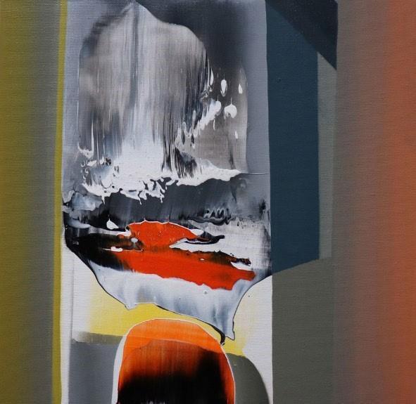 Abstract acrylic painting titled 'Shades Of Nature 4', 14x14 inch, by artist Anand Mali on Canvas