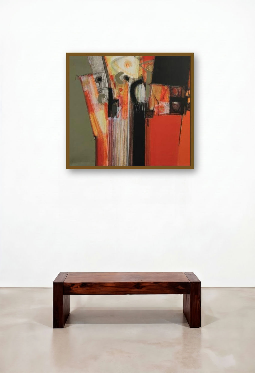 Shadow Becomes Reality 39 (Urban Tapestry**) by artist Anil Gaikwad displayed in a Contemporary Foyer