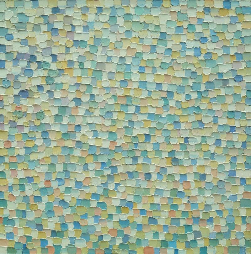 Abstract oil painting titled 'Shadow City 1', 12x12 inches, by artist Ganesh Pokharkar on Canvas