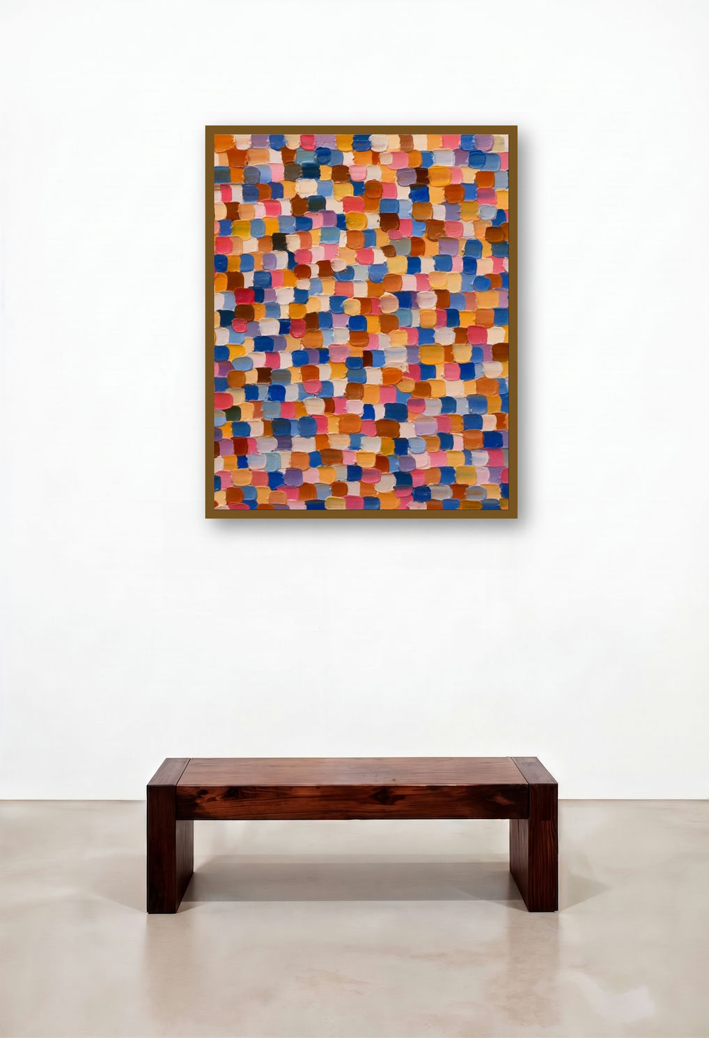 Shadow City 13 (Vibrant Mosaic) by artist Ganesh Pokharkar displayed in a Coastal Bedroom