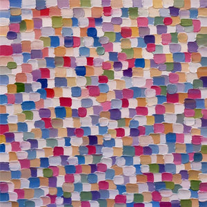 Abstract oil painting titled 'Shadow City 14', 6x6 inches, by artist Ganesh Pokharkar on Canvas
