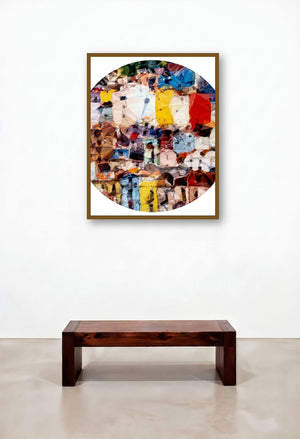 Shadow City 15 (Urban Tapestry) by artist Ganesh Pokharkar displayed in a Scandinavian Lounge