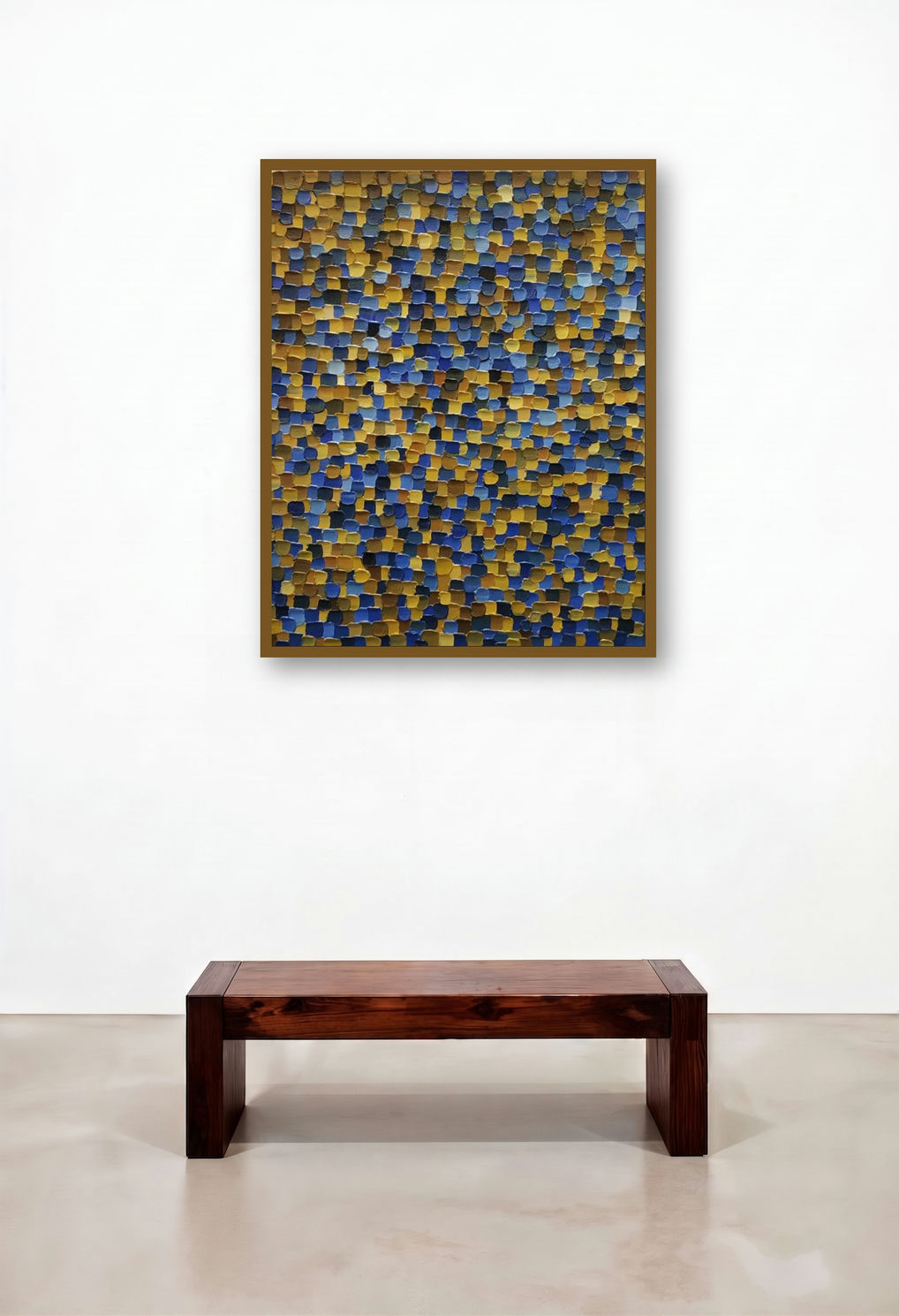 Shadow City 3 (Tapestry of Hues) by artist Ganesh Pokharkar displayed in a Traditional Hallway