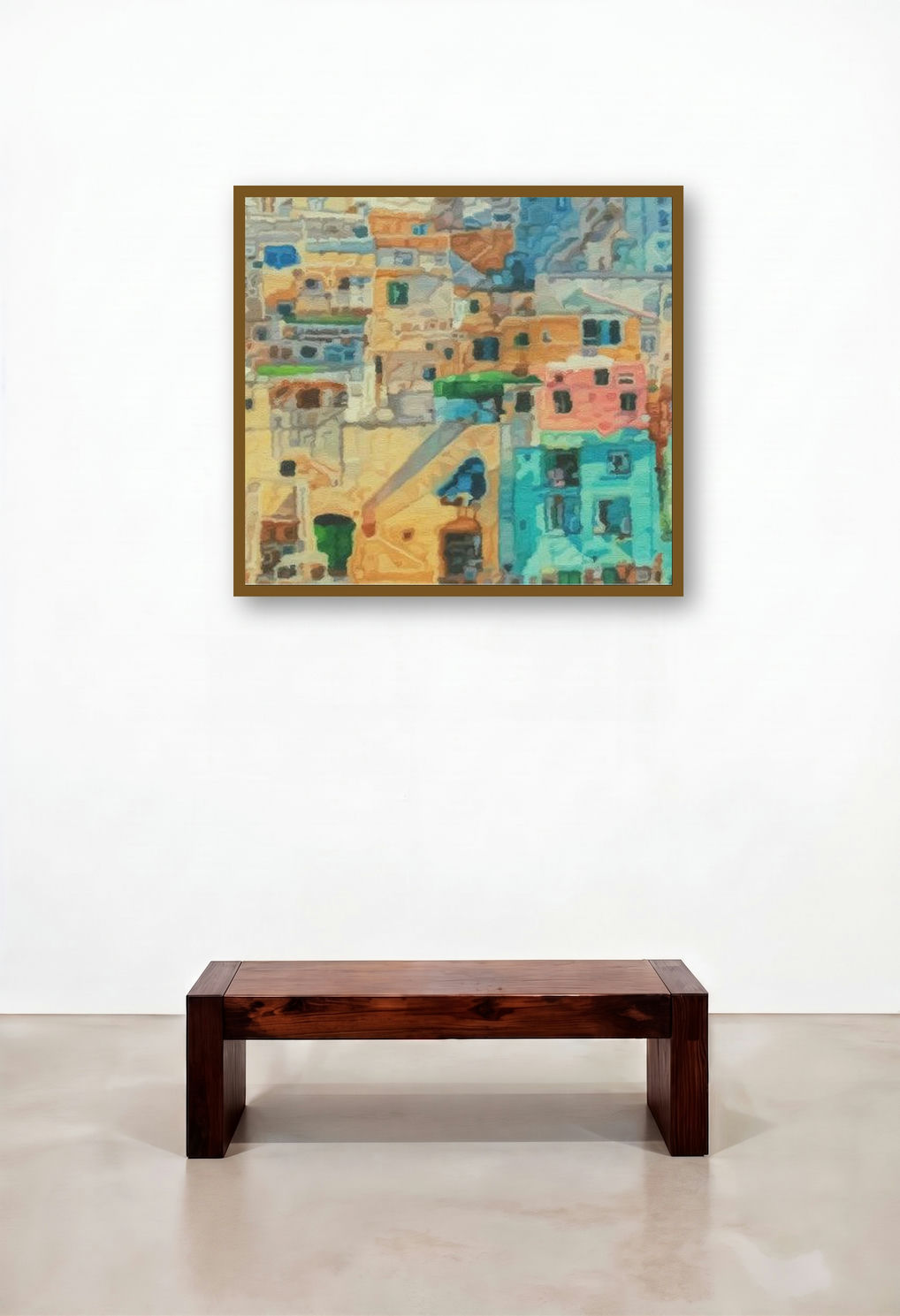 Shadow City 6 (Mediterranean Mosaic) by artist Ganesh Pokharkar displayed in a Traditional Lounge
