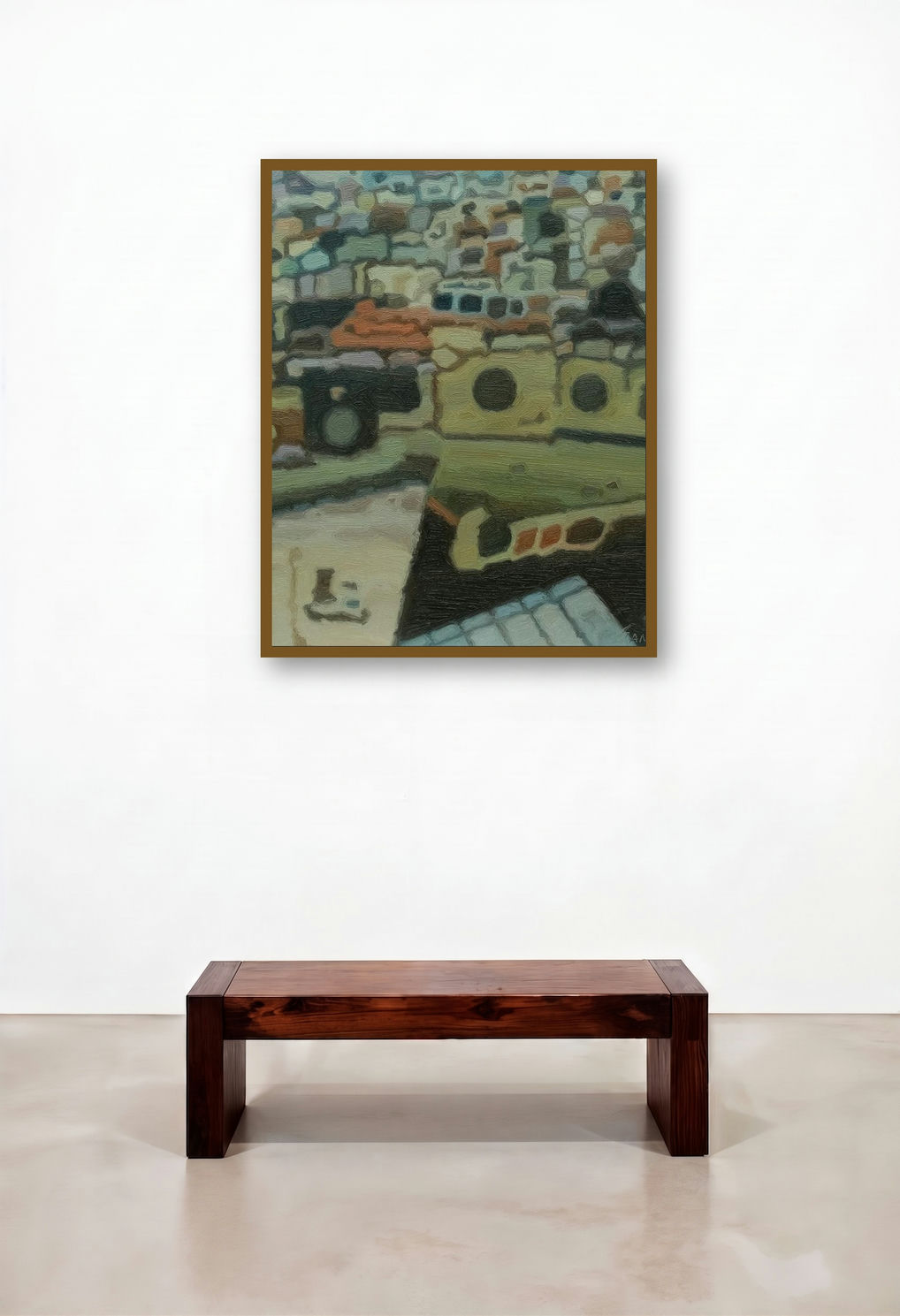 Shadow City 8 (A Bird's-Eye View) by artist Ganesh Pokharkar displayed in a Classic Home Office