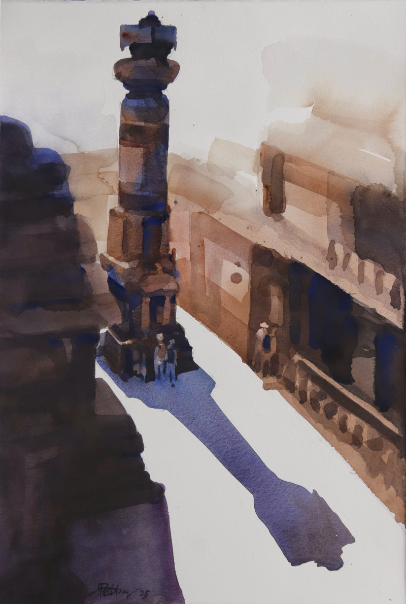 Shadows Of Times Past' landscape watercolor painting by artist Prashant Prabhu, 22x15 inch, on archival paper