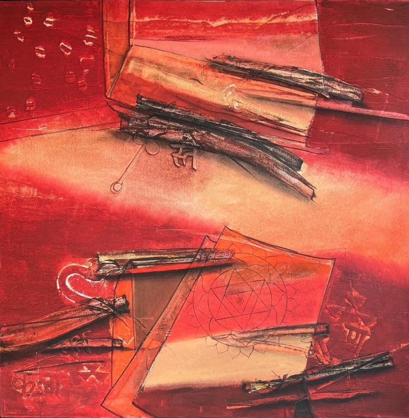 'Shakti' abstract oil painting by artist Shilpa Patole, 36x36 inch, on canvas