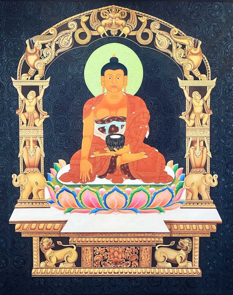'Shakyamuni Buddha' religious acrylic painting by artist Aditi Agarwal, 72x60 inch, on canvas