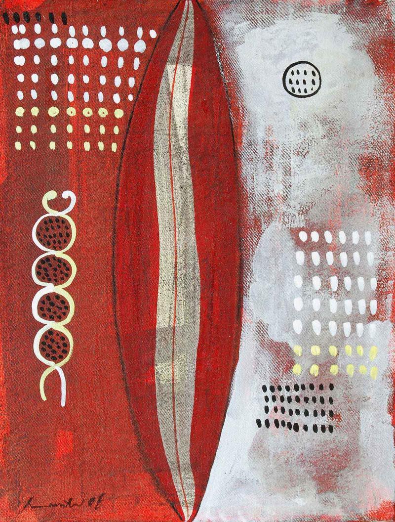 Abstract acrylic painting titled 'Shape Abstract I', 14x12 inches, by artist Asim Paul on Canvas