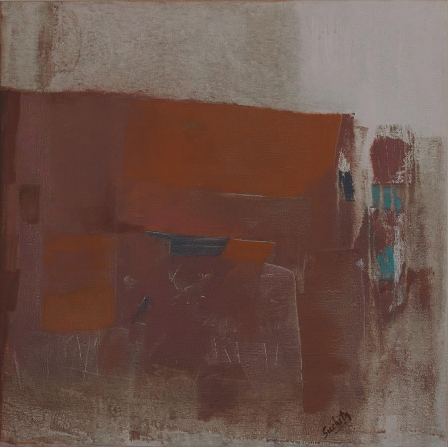 'Shapes In Mud' abstract acrylic painting by artist Suchita Tarde, 30x30 inch, on canvas