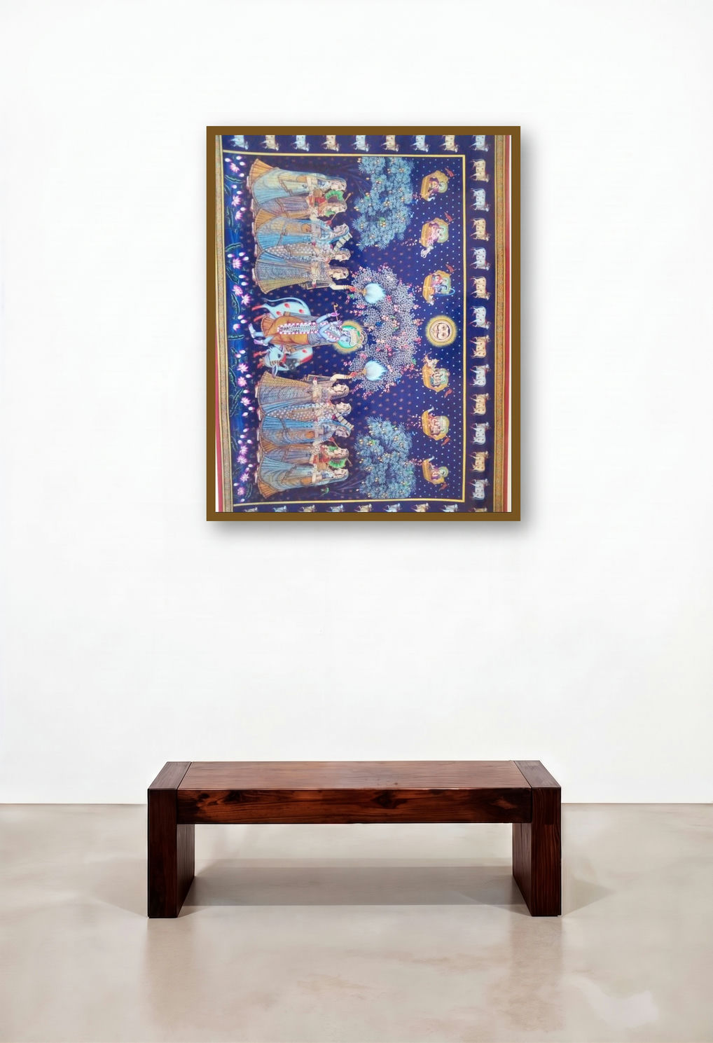 Sharad Purnima (Celestial Dance) by artist Rajendra Khanna displayed in a Boutique Hotel Style Reception Area