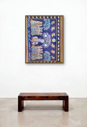 Sharad Purnima (Celestial Dance) by artist Rajendra Khanna displayed in a Boutique Hotel Style Reception Area