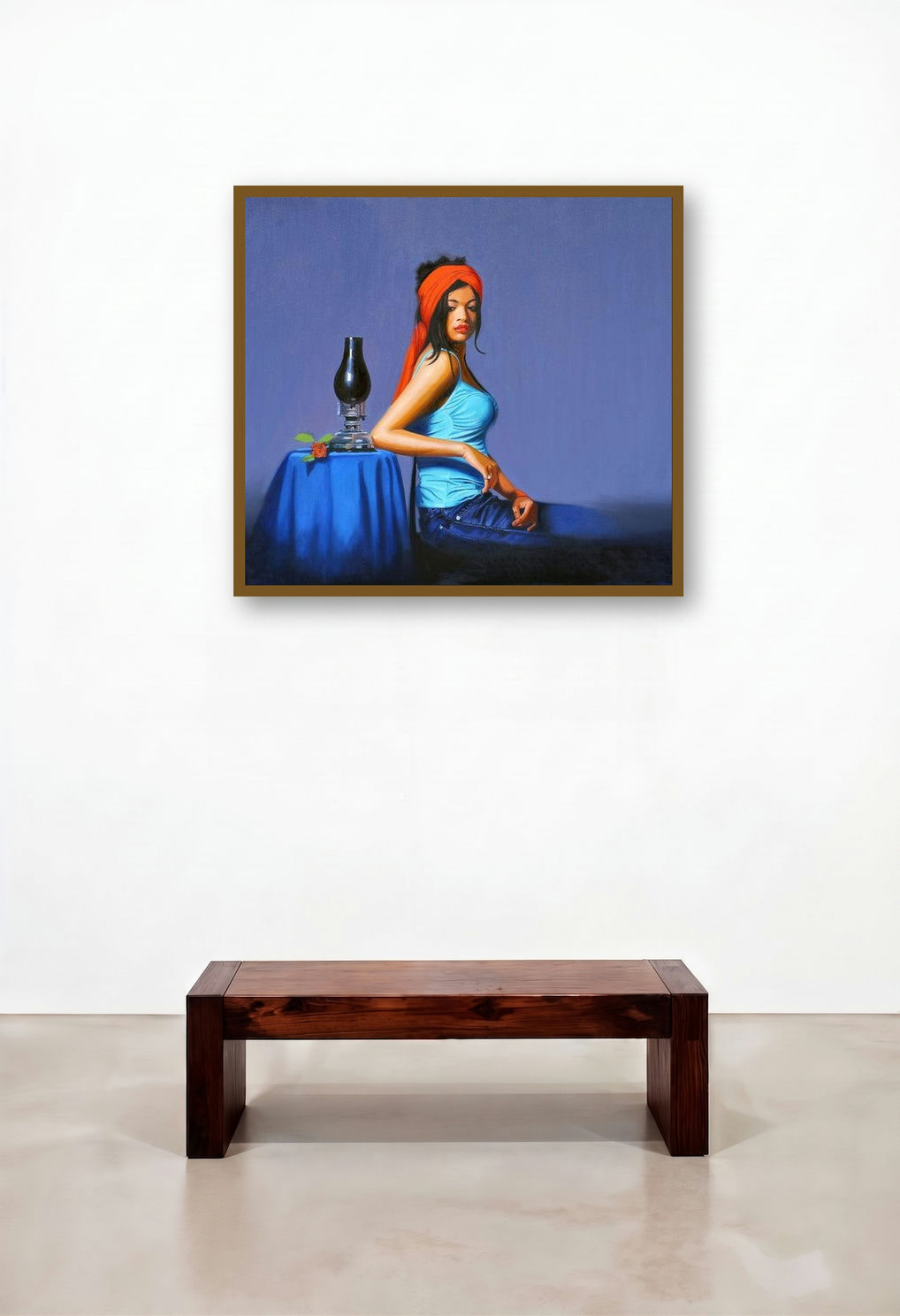 Shefali (Morning Devotion) by artist Vinayak Takalkar displayed in a Designer Home Office