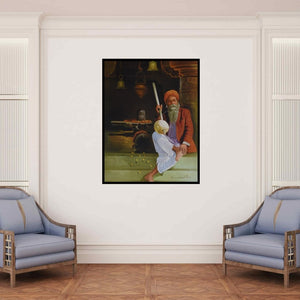 In-situ view of Kamal Rao's 'Shiv Bhakt (Venkateswara Temple Ritual)' painting in a room