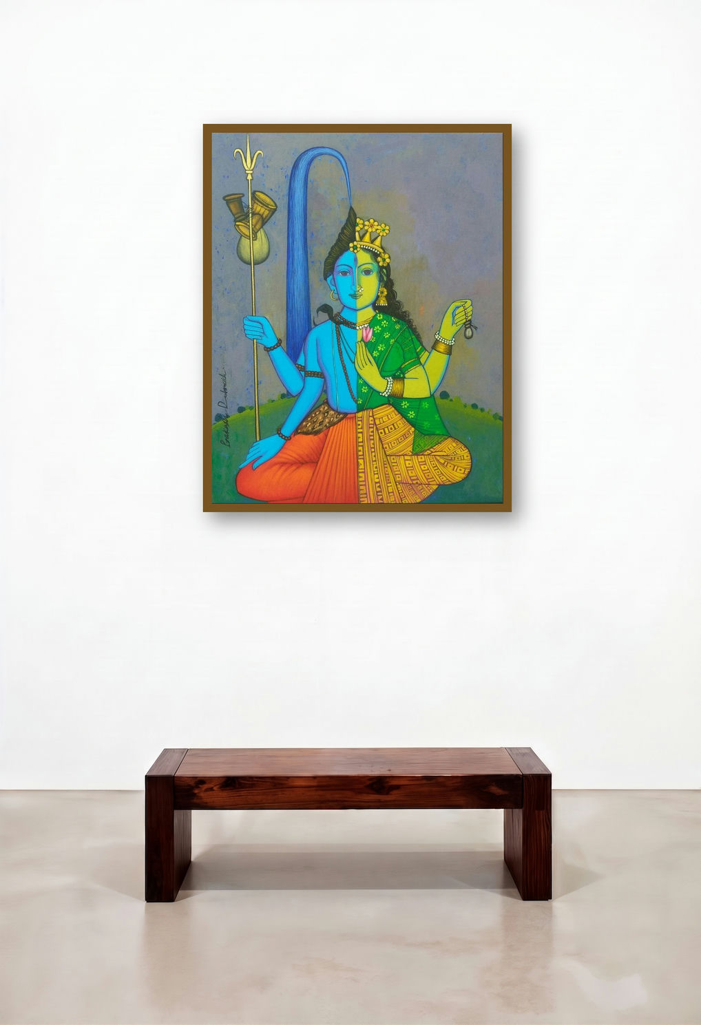 Shiv Shakti (Ardhanarishvara) by artist Prakash Deshmukh displayed in a Elegant Home Office