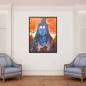 In-situ view of Arjun Das's 'Shiva (Shiva's Tranquility)' painting in a room