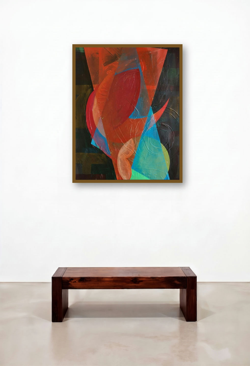 Shiva Series 1 (Crimson Formation) by artist Narendra Jatav displayed in a Contemporary Hallway