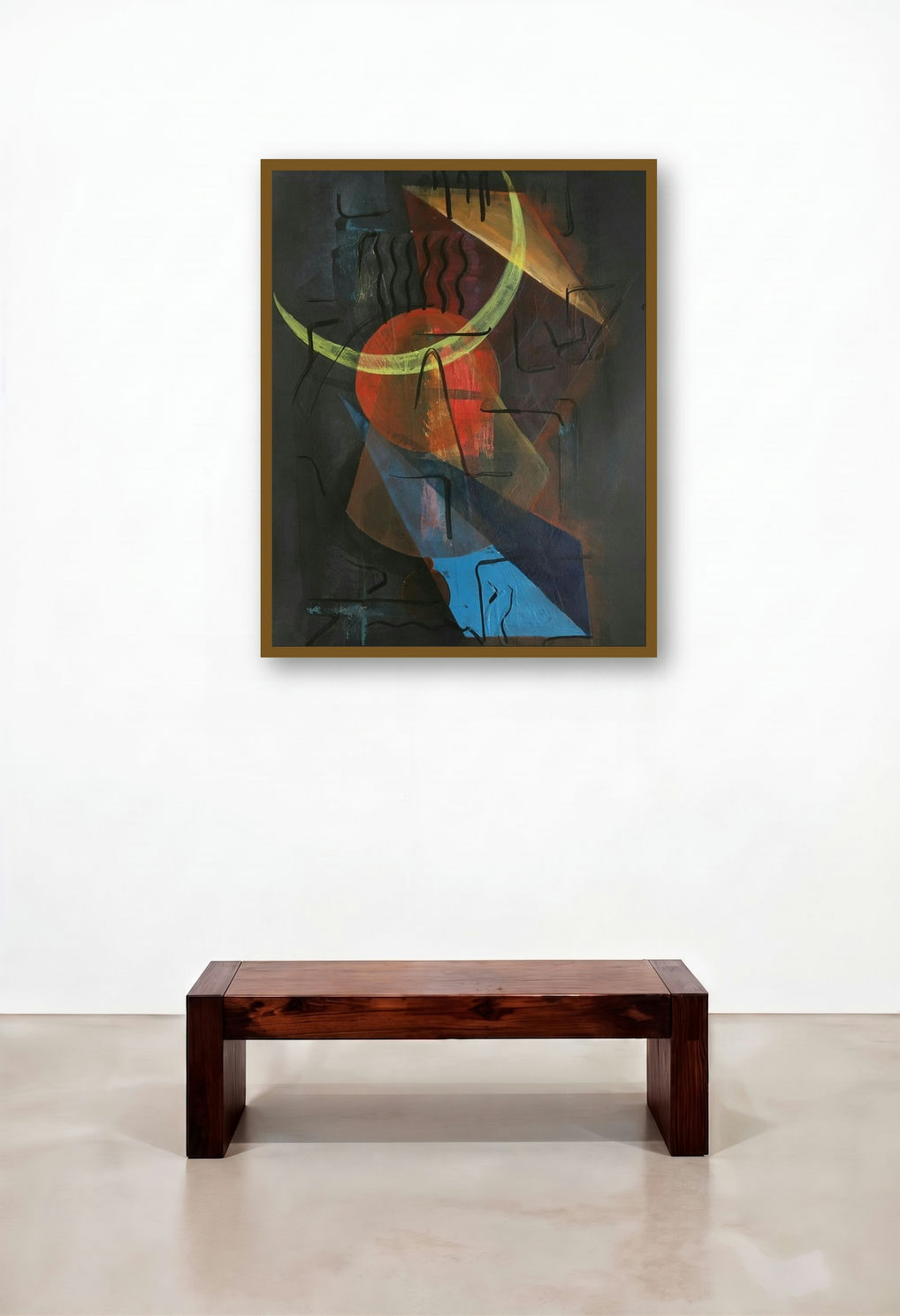 Shiva Series 6 (Nocturne) by artist Narendra Jatav displayed in a Modern Library