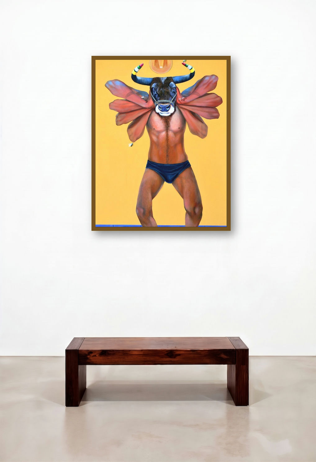 Shore (The Minotaur Dances) by artist Swapnil Ramgade displayed in a Minimalist Hotel Lobby