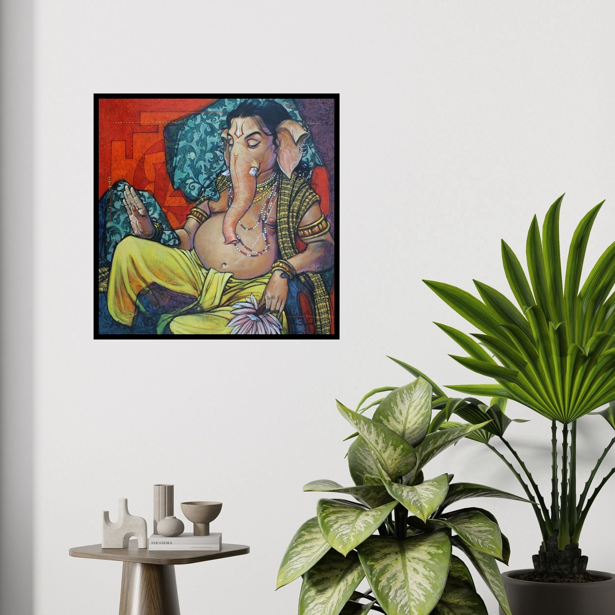 In-situ view of Ramchandra Kharatmal's 'Shree Ganesh (Wisdom)' painting in a room