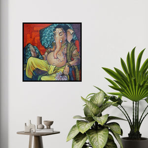 In-situ view of Ramchandra Kharatmal's 'Shree Ganesh (Wisdom)' painting in a room